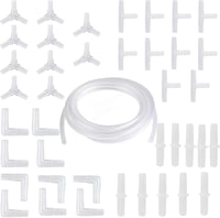 CTRICALVER Akvárium Levegőcső Csatlakozó Készlet 40db - Y/T/L/I Típusú Elágazások, 5mm Külső/4mm Belső Átmérő, 5m Átlátszó Oxigéncső 1