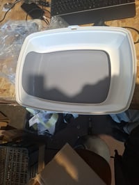 Amazon Basics velika otvorena posuda za mačji pijesak, bijelo-siva, 50,5 x 38 x 20 cm, lako se čisti — bez lopatice (stanje: vidi 2. sliku) 2