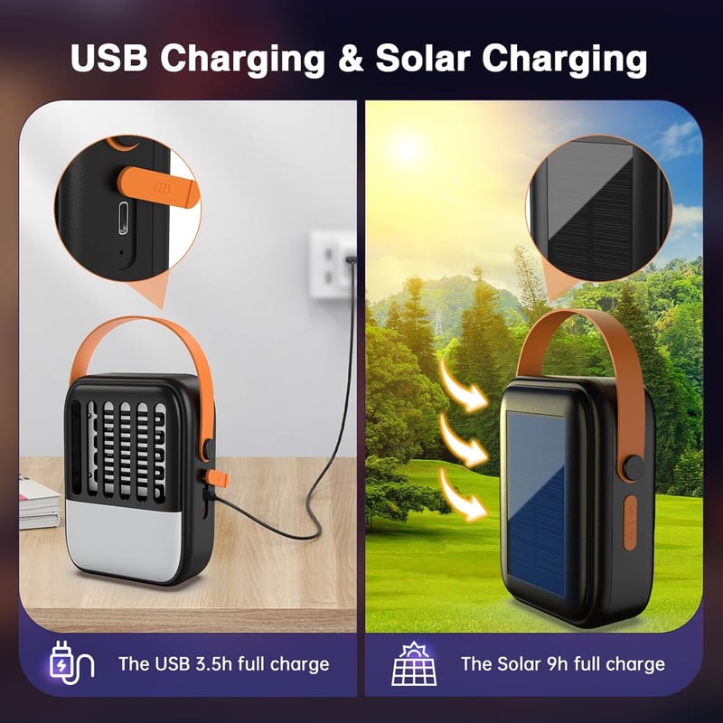 Bubbacare 2 az 1-ben Napelemes Szúnyogirtó Lámpa 1200 mAh USB Tölthető Rovarcsapda LED Világítással Kertbe, Beltérre és Kültérre