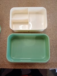 BIBURY Bento kutija za ručak 1400 ml, zelena, posuda za užinu s 3 pretinca i priborom za jelo, nepropusna, sigurna za mikrovalnu pećnicu 2
