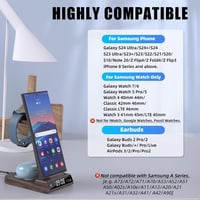 Samsung 3 az 1-ben vezeték nélküli töltőállomás Galaxy S24 Ultra, Watch 6 és Buds 2 Pro készülékekhez, digitális órával 2