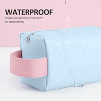 MAGEFY Geantă Cosmetică Albastră din Piele - Neceser de Voiaj Impermeabil cu Fermoar pentru Femei 5