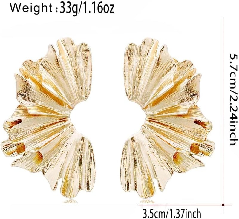 GUIZIYAO Ginkgo Levél Fülbevaló - Nagyméretű Arany Női Fülbevaló, Különleges Vintage Dizájn, Hipoallergén Anyag, Elegáns Ékszer