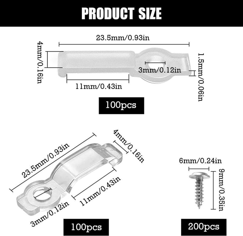 IIRC 200 darabos LED szalagrögzítő készlet 10 mm-es szalagokhoz, csavarokkal