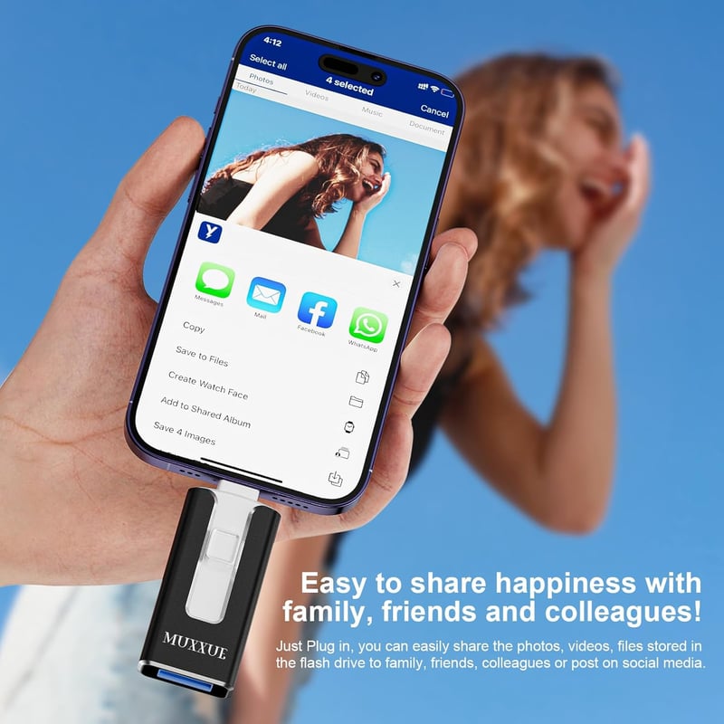 MUXXUE 64GB-os 3 az 1-ben pendrive iPhone, Android és PC-hez