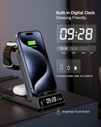 SwanScout 3az1-ben iPhone Apple Watch AirPods Pro vezeték nélküli töltőállomás fekete 9