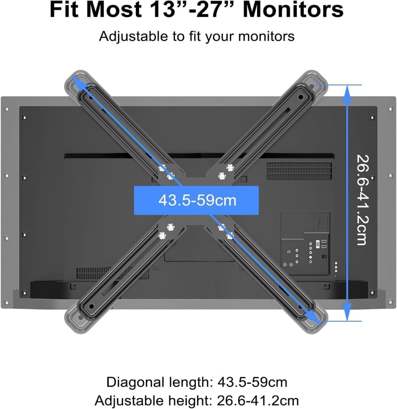 Suptek Univerzális VESA Adapter Monitortartóhoz - 13-27" Képernyőkhöz, 75x75/100x100mm, 8kg Teherbírás, Fekete Acél Keret
