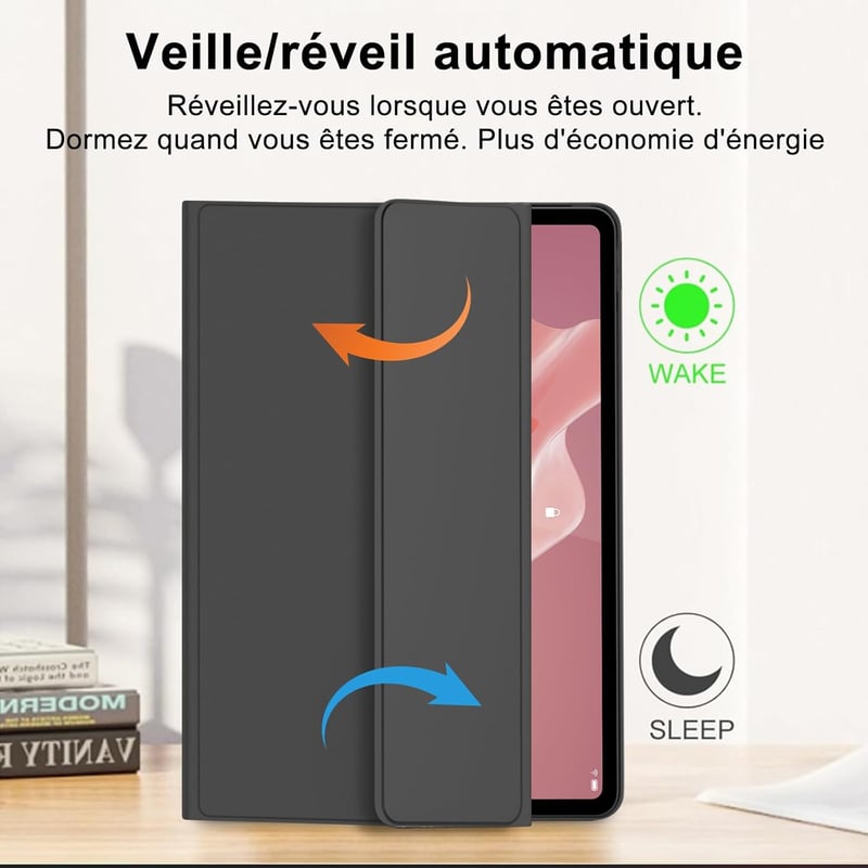FARYODI billentyűzet Lenovo Tab P12 12.7 hüvelykes (2023) táblagéphez – 7 színű háttérvilágítással, levehető vezeték nélküli Bluetooth billentyűzet francia AZERTY kiosztással, fekete – kompatibilis a Lenovo Tab P12 12.7" 3K (TB371FC)