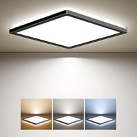 BLNAN Fekete Mennyezeti LED Lámpa 24W - Állítható Színhőmérséklet 3000K/4000K/5000K, 2400LM, Ultravékony Panel Háttérfénnyel, 22cm, Hálószob 1