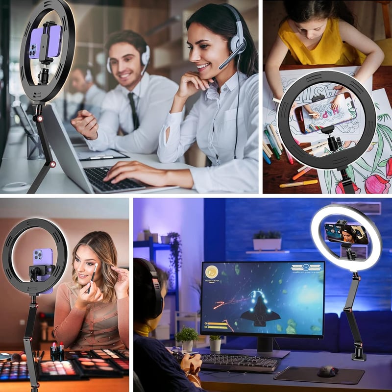 Állítható 10" LED körfény állvánnyal és telefontartóval - Videokonferencia, YouTube, TikTok