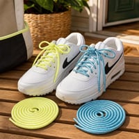 Neon cipőfűzős sportcipőfrissítő: 4 pár csillogó kerek cipőfűző + Nike Air Max 90 sportcipő 1