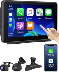 Jansite T88-EU 7" Hordozható Autós Érintőképernyős Kijelző - Apple CarPlay és Android Támogatás, Dual Bluetooth, 1080P Tükrözés, FM Rádió 1