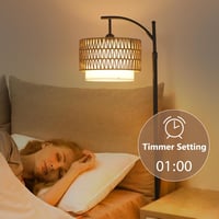 Rayofly Állólámpa Távirányítóval - Rattan Nappali Lámpa Tompítható Fénnyel, Alkalmazásvezérléssel, Bohém Stílusú Lenvászon és Rattan Lámpaer 9