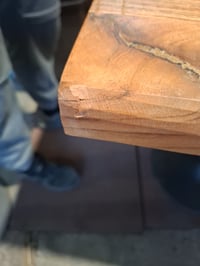 Blat de masă vidaXL din lemn masiv de acacia cu margine naturală, 70x60x3,8 cm, dreptunghiular - deteriorat și crăpat în mai multe locuri (stare B: vezi a 2-a fotografie) 4