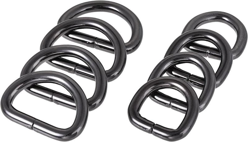Uxcell Fekete Fém D Gyűrű Csat 16mm és 25mm, 12 darabos szett