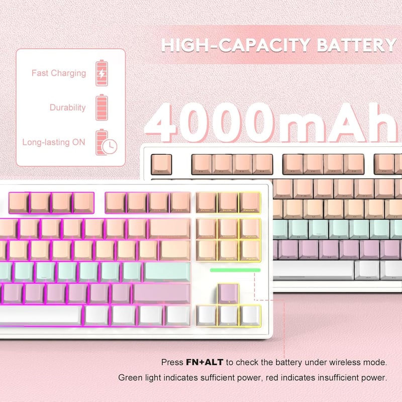 MAMBASNAKE Attack Shark TKL Vezeték Nélküli Mechanikus Gamer Billentyűzet, Hot-Swap Kapcsolók, RGB Háttérvilágítás, 4600mAh Akkumulátor, 3 C