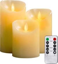 YIWER LED gyertyák szett - 3 db valódi viasz, távirányítós, időzíthető, elefántcsont 1