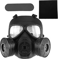 WISEONUS Taktikai Maszk Átlátszó Lencsével, Dupla Turbó Ventilátoros Párásodásgátló Airsoft és Paintball Védőfelszerelés, TPU Anyagból, Feke 2