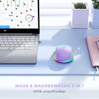 Seenda LED Vezeték Nélküli Egér, Újratölthető Jiggler Funkcióval, Csendes 2.4G USB Egér Laptophoz, 2000 DPI, Világító, Világoszöld-Lila 2