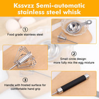 Kssvzz Félautomata Habverő 26 cm - Rozsdamentes Acél Konyhai Kézi Mixer Tojásszétválasztóval, Elektromosság Nélküli Sütés-Főzés Segéd, Mosog 4