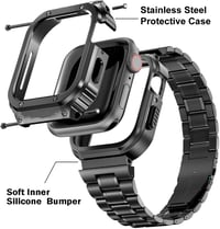 HASLFM Apple Watch 45mm Szíj - Rozsdamentes Acél Fémszíj Védőtokkal, Kompatibilis iWatch Series 9/8/7 Modellekkel, Férfi Órapánt, Szürke

AI 2