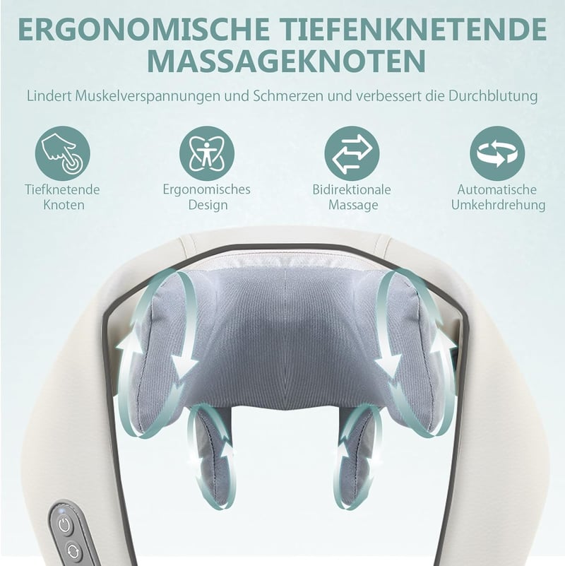 Beurer 5D-es nyak- és vállmasszírozó készülék melegítő funkcióval, fehér