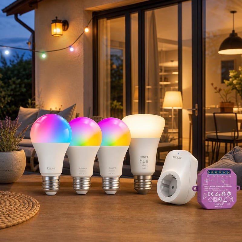 Smart paket za rasvjetu: 4x E27 pametna žarulja + WiFi utičnica + pametni relej s mjeračem potrošnje