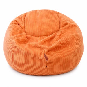Oranžové menčestrové kreslo Kingston Bean Bag pre dospelých s náplňou, Lounge — bez podnožky, sedací vak s otvorom