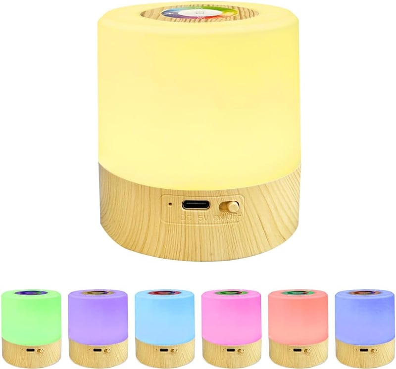TIYUPA Mini LED Éjjeli Lámpa - Érintésvezérelt, Tölthető, Hordozható Hangulatvilágítás, 5 Fényerőszint, RGB Színváltás, Időzítő, Gyerekszobá