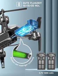 Wipkviey T6 Drón 1080p HD Kamerával, WiFi FPV Kezdőknek, 2 Akkumulátorral, 30 Perces Repülési Idővel, Gravitációs Szenzorral, Fejnélküli Mód 3