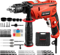 ENVENTOR 900W Ütvefúró, 2 az 1-ben Elektromos Fúró 36 Tartozékkal, 0-3000 RPM, 360° Forgatható Fogantyú, 13mm Tokmány, Betonhoz, Fémhez és F 1