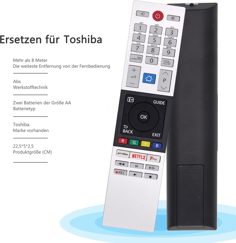 FOXRMT CT-8543 Távirányító Toshiba Smart TV-hez - Netflix, YouTube és Prime Video Gombokkal - Kompatibilis FHD/UHD/XUHD Modellekkel - Beállí