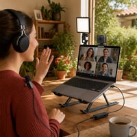Set za video sastanke: USB prstenasto svjetlo + FHD web kamera + mikrofon + stalak za laptop 1