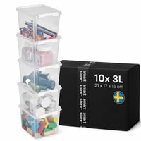 Set 5 cutii de depozitare SmartStore cu capac, 3L, 21x17x15 cm, cutii de depozitare transparente din plastic cu capac 2
