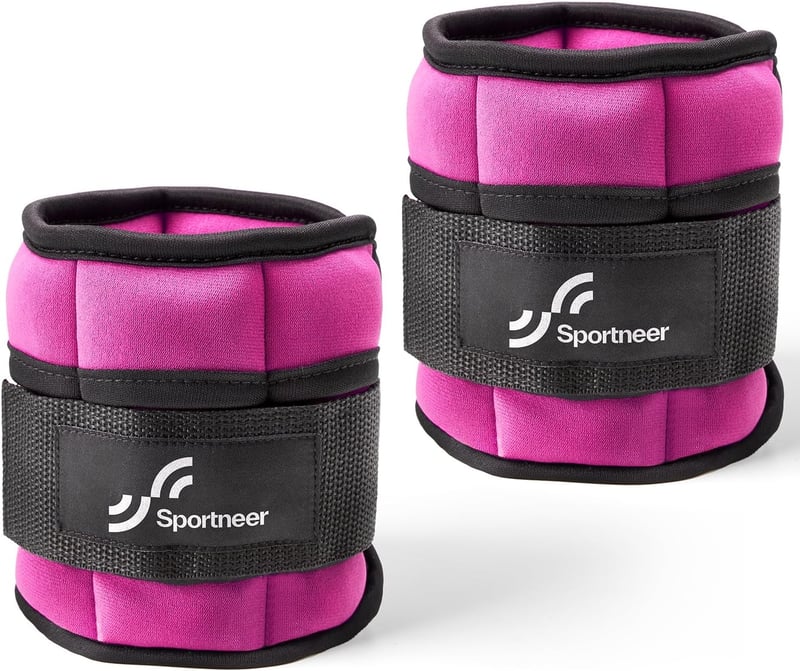 Sportneer Állítható Bokasúly Szett - Rózsaszín Neoprén Csuklósúly/Bokasúly 0,45-1,8 kg - Otthoni Edzéshez, Kardió Tréninghez, CrossFit Gyako