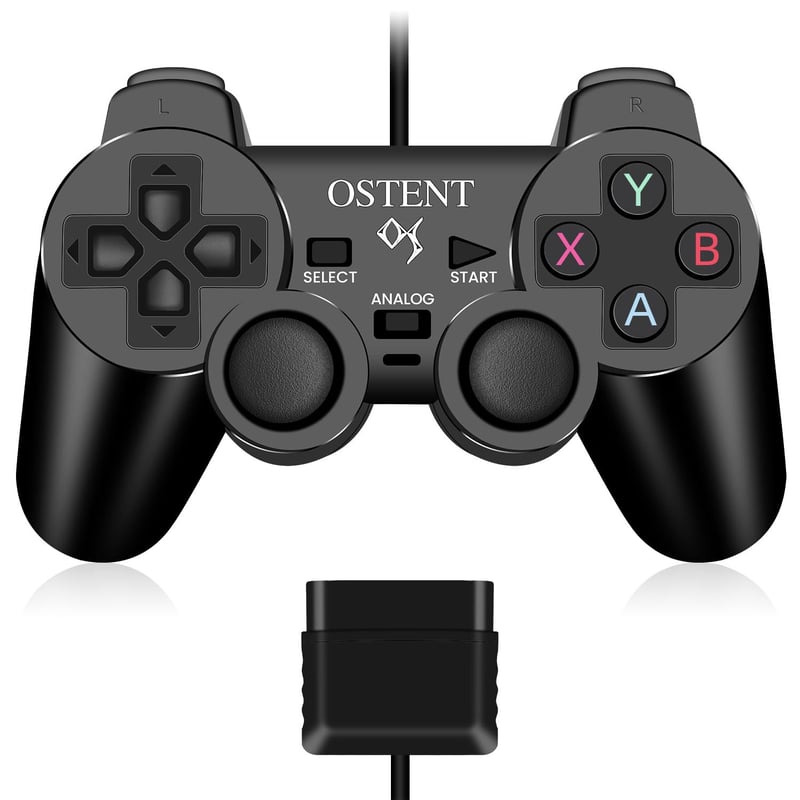 Sony PlayStation kompatibilis vezetékes kontroller, dupla rezgéssel - PS1/PS2/PSX