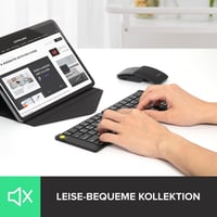DeLUX PockCombo összecsukható bluetooth billentyűzet-egér szett, német QWERTZ, újratölthető, többeszközös, fekete 2