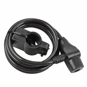 Fischer spiralna brava za bicikl 180 cm, promjer 8 mm, crna, s nosačem za okvir i dva ključa