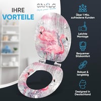 Sanilo Flamingo 2 WC Ülőke Lassú Záródással - Fa Anyagú, Könnyen Szerelhető, Strapabíró Zsanérokkal, Flamingó Mintás Toalett Fedél 3
