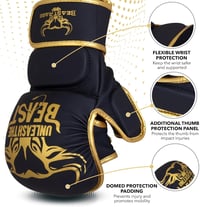 BEAST RAGE MMA Kesztyű Nyitott Tenyérrel - Állítható Csuklótámasz, Unisex Küzdősport Kesztyű Muay Thai, Kickbox, Taekwondo Edzéshez - S/M, P 2