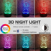 Stitch 3D LED éjjeli lámpa 16 színnel, távirányítóval - Gyerekszoba dekoráció 2
