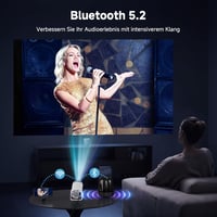 Polocsh Mini Projektor WiFi 6 és BT 5.2 - 720P Full HD, Automata Keystone Korrekció, 180° Forgatható, 130" Képméret, Android 11.0 - Telefon/ 5