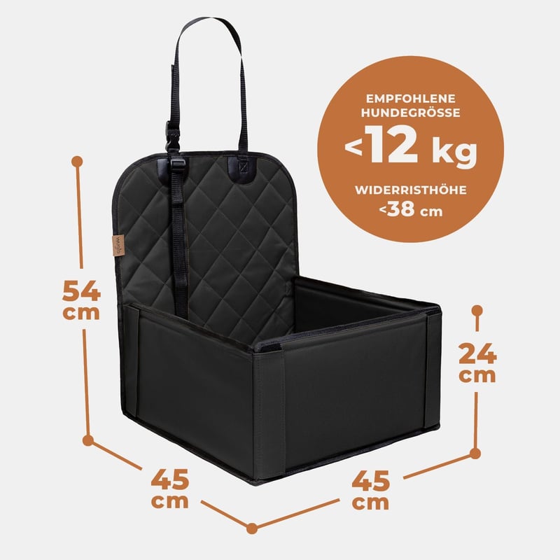 WUGLO Extra Stabil Autós Kutyaülés - Vízálló Kutya Szállító Kis és Közepes Kutyáknak - Megerősített Falak, 4 Rögzítőpánt, Biztonsági Öv - El