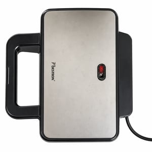 Bestron XL Szendvicssütő 2 szendvicshez, 900 W, titánszürke, tapadásmentes bevonat — hiányzó zöld lámpaborítás (használt)