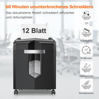 Bonsaii C266-B P4 Mikrovágású Iratmegsemmisítő, 12 Lapos Kapacitás, 60 Perces Működés, 16L Tartály, 4 Görgős Rendszer, Otthoni és Irodai Has 2