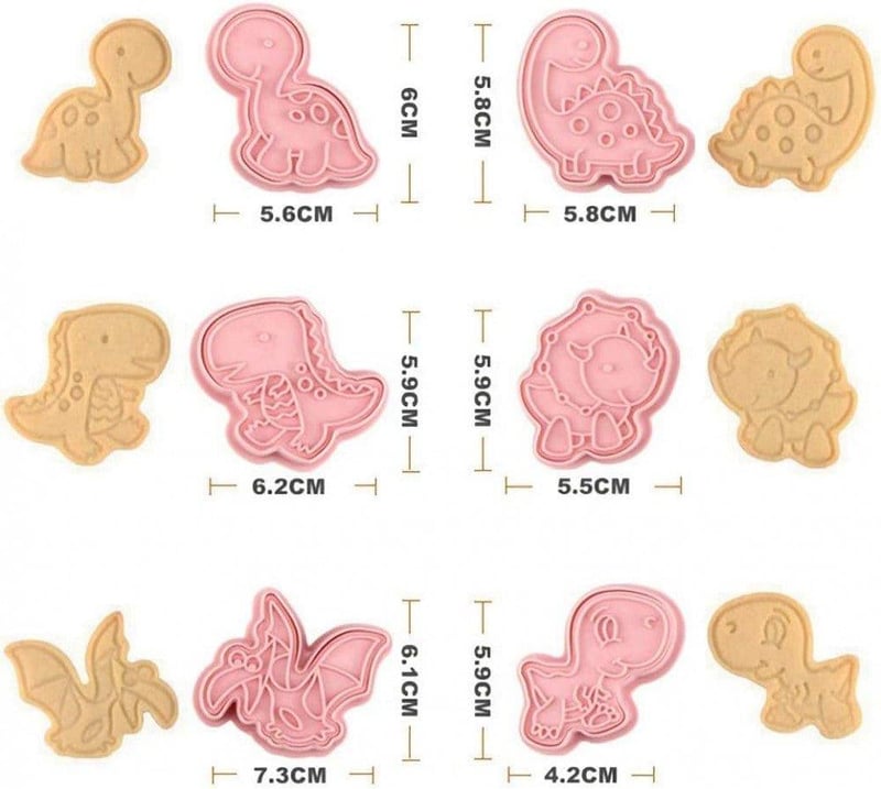 Dinoszaurusz Sütiforma Szett - 3D Fondant Kiszúró és Bélyegző (12 db)