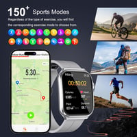 Marsyu 2024 EKG okosóra: telefon, vércukor, vérnyomás, SpO2 mérés, 150+ sportmód, ezüst, angol menü 4