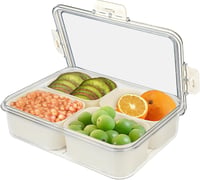 SHTALHST Uzsonnás Doboz 4 Kivehető Rekesszel - Fedeles Snack Tároló Gyümölcsökhöz, Édességekhez és Kekszekhez - BPA-mentes, Kézi Mosogatású 1