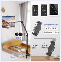 ZenCT 3 Karos Tablet Állvány - 100 cm Hosszú Fém Tartó, Asztali Rögzítés, 4.7-12.9" Készülékekhez, iPad Pro, Air, Mini, Samsung Galaxy Tab K 3