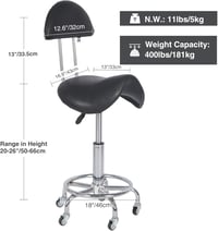 REDCAMP Ergonomikus Nyeregszék Görgőkkel és Háttámlával - 360° Forgatható, Állítható Magasságú Irodai Szék, 180 kg Teherbírás, Csendes Kerek 3